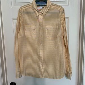 Yellow with white stripe button down shirt